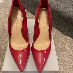 Jessica Simpson Patent Leather Red Pumps. Size 9. Worn a couple of times .